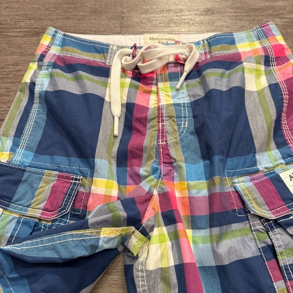 Abercrombie & Fitch Swim Trunks Mens Small Plaid Cargo Board Shorts Lined Madres - Picture 3 of 11